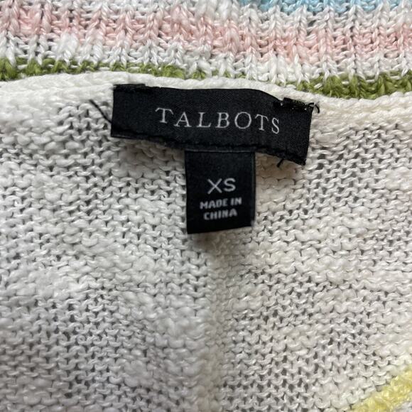 Talbots Linen Blend Sweater Vest Womens XS White Stripe V Neck Tennis Preppy - Picture 4 of 8
